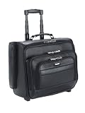 SOLO Classic Collection Leather Rolling Laptop Overnighter, Airport Security-Friendly, Holds Notebook Computer up to 15.6 Inches, Black, D964-4