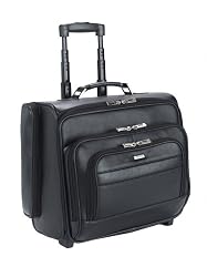 SOLO Classic Collection Leather Rolling Laptop Overnighter, Airport Security-Friendly, Holds Notebook Computer up to 15.6 Inches, Black, D964-4