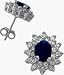 10 Karat White Gold Diamond & Created Sapphire Gemstone Earrings