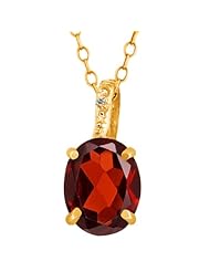 2.86 Ct Oval Red Garnet and White Topaz 14k Yellow Gold Pendant