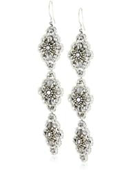 Miguel Ases Pyrite Bead and Sterling Silver 3-Station Linear Earrings