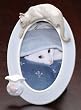 Valencia Porcelain Siamese Cat and Fish 4" x 6" Photo Picture Frame