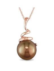 10k Pink Gold Freshwater Brown Pearl Fashion Pendant (8-8.5mm), 18"
