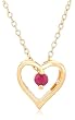 Yellow Gold Overlay Sterling Silver Ruby Heart Pendant, 18"