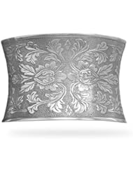 CleverSilvers Concave Oxidized Floral Cuff Bracelet