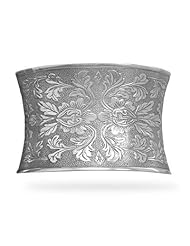 Concave Oxidized Floral Cuff Bracelet