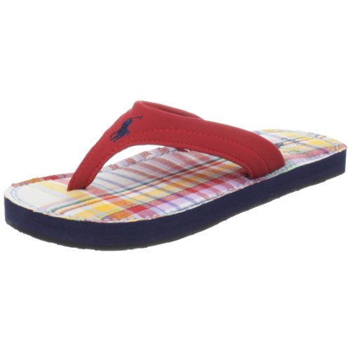 Polo by Ralph Lauren Terrence Flip Flop (Toddler/Little Kid/Big Kid),Red/Orange Multi Plaid,7 M US Toddler