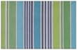 Durable Hand Woven Hemmed 100% Cotton Colorful Blue and Green Striped Placemat 13x19 Inches Set / 6