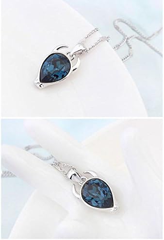 Fun Daisy Swarovski Elements Womens Taurus Simple Crystal Necklace-Deep Blue