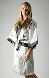 Women's Traditional Chinese Dragon Bath Robe, Bathrobe Large White