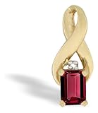 14K Yellow Gold Emerald-cut Created Ruby and Diamond Pendant