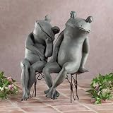 Beautiful And Cute Frogs In Love Sitting On Bench