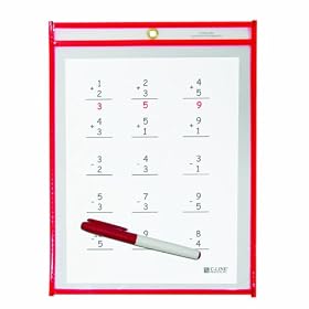 C-Line Reusable Dry Erase Pocket, 9 x 12 Inches, Red, 30-Count (40814)