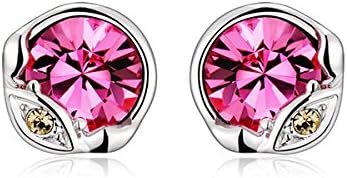 Purple Horse Twelve Constellations Of Cancer Stud Earrings with Rose Red Swarovski Element Crystals (9294)