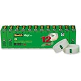 Scotch Magic Tape, 3/4 x 1000 Inches, Boxed, 12 Rolls (810K12)