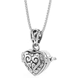 Sterling Silver Heart Shaped Prayer Box with Floral Design