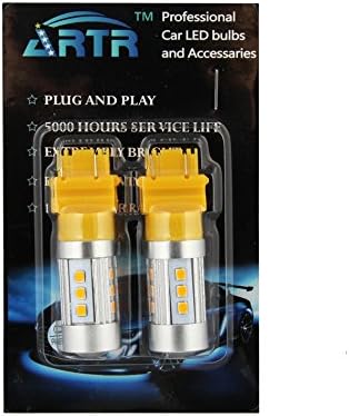 2PCS ARTR Amber 3157 (3056 3057 3457 4157) 15SMD 2835 LED Light Bulbs Super Bright for Turn Signal Blinker Light