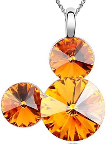 Crystal Mouse Ears Pendant Swarovski Element Silver Tone Topaz