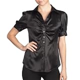 Sandals Cay Women's Satin Silk Ruched Blouse