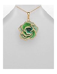 Flower Colored Enamel Pendant Necklace In 92.5 Sterling Silver