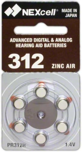 60 NEXcell Hearing Aid Batteries Size: 312 + Keychain