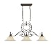 Murray Feiss Seville Three-Light Billiard Chandelier in Peruvian Bronze with Acid Etched Glass Shades #F1981/3PBR
