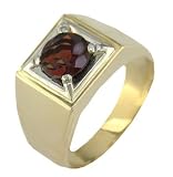 14K Gents Genuine Mozambique Garnet Ring