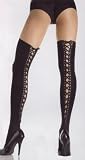 Opaque thigh highs with eyelet trim