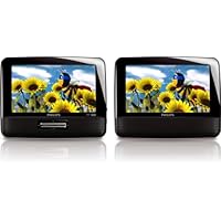Philips PD7012/37 7-Inch LCD Dual Screen Portable DVD Player, Black