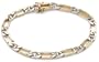 14k Yellow and White Gold Rectangle & Marine Link Bracelet, 8"