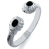 Sterling Silver Bangle Onyx Bracelet 7