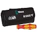 Wera 05003471008 Kraftform Kompakt VDE 60i/62i/65i/18 Slotted/Phillips/Pozidriv/PlusMinus Insulated Screwdriver Set, Interchangeable Blades, With Pouch, 18-Piece