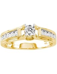 0.50CTW DIAMOND 0.25CT CENTER ROUND BRIDAL RING
