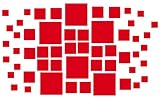 Set of 78 - Red Square Boxes Vinyl Wall Graphic Decals Stickers