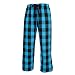 Electric Blue and Black tartan plaid check tie cord flannel cotton pants for lounging, sleep, sports. Unisex relaxed fit,