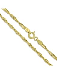 Sterling Silver 22k Gold Plated Singapore Rope Chain 2.5mm 925 New Necklace 24"