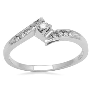 Diamond Bypass Promise Ring 10K White Gold