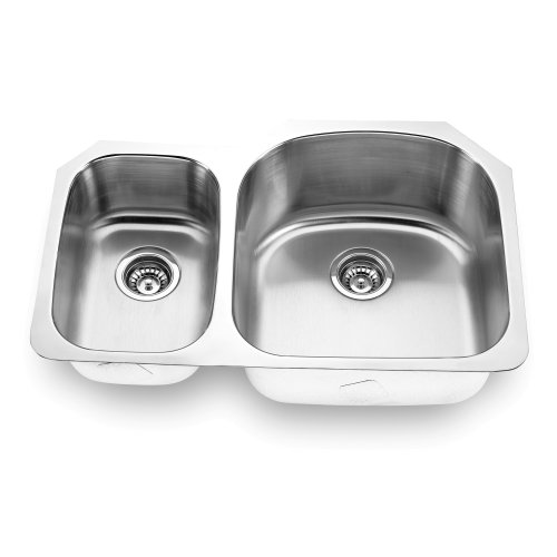Yosemite Home Decor MAG3121R 18-Gauge Stainless Steel Undermount Double-Bowl Sink, Satin