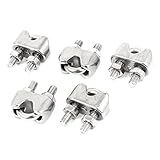 uxcell ワイヤーロープクリップ　316Lステンレス鋼製シルバートーン　4mmスレッド径 5個入り