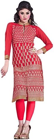 Slocky Women's Fancy Embroidered Kurties X-Large Pink