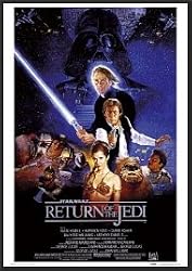 Return of the Jedi Star Wars Poster Dry Mounted Wood Framed, 24x36.