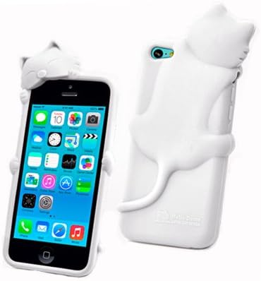 YWD Colorful Iphone 5c New Cute 3d Cartoon Skin Kiki Cat Gel Soft Silicone Rubber Protective Case Cover for Iphone 5c Back (white) with 1 gift Sport scarf headwear