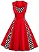 LUNAJANY Women's Rockabilly Vintage Polka Dot Pin up Swing Cocktail Party Dress