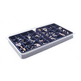 Jewelry Stax - 36-compartment Earring Tray - (Midnight Blue) by Earring Holder