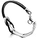 Men,Women's Stainless Steel Genuine Leather Bracelet Bangle Cuff Silver Tone Black Infinity Love Sign