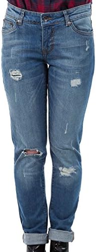 Hidden Fashion Womens Ladies Mid Rise Distressed Ripped Frayed Denim Boyfriend Jeans [Blue_6]