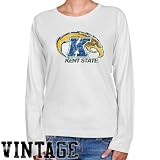 NCAA Kent State Golden Flashes Ladies White Distressed Logo Vintage Long Sleeve Classic Fit Tee
