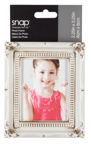 Snap Distressed White Ornate Tabletop Frame, 2 by 3-Inch