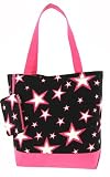 Cute! Stars Print Tote Bag w/ Coin Purse Included Hot Pink & Black Reviews