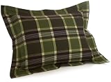 Pinzon 160-Gram Yarn-Dyed Flannel Standard Sham, Olive Plaid